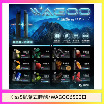 WAGOO哇酷Kiss5 6500口拋棄式 | 自由混搭雙口味 | 雙芯組合